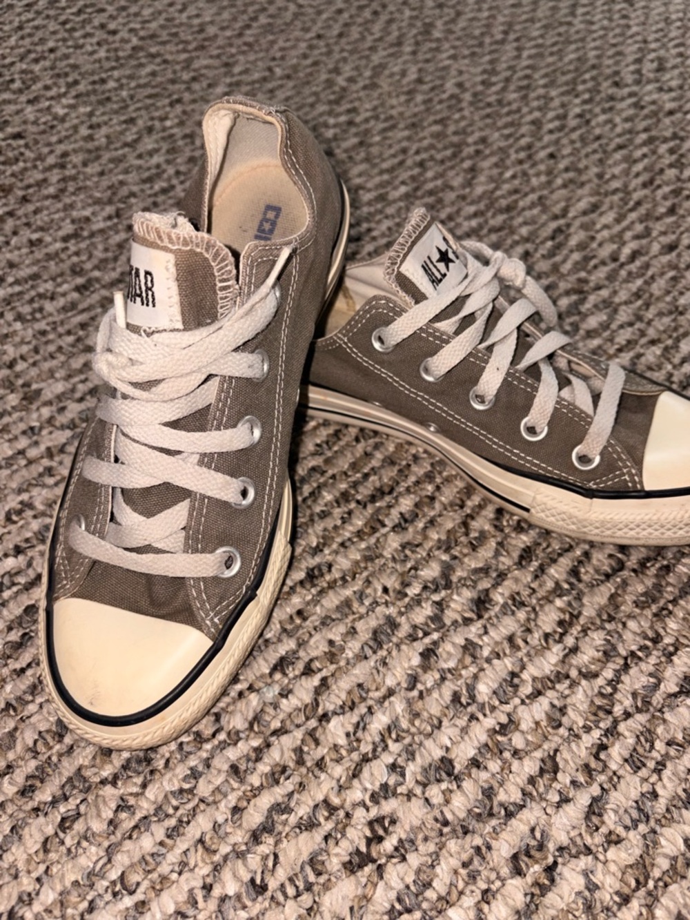 Converse Low Top Sneakers in Taupe and White